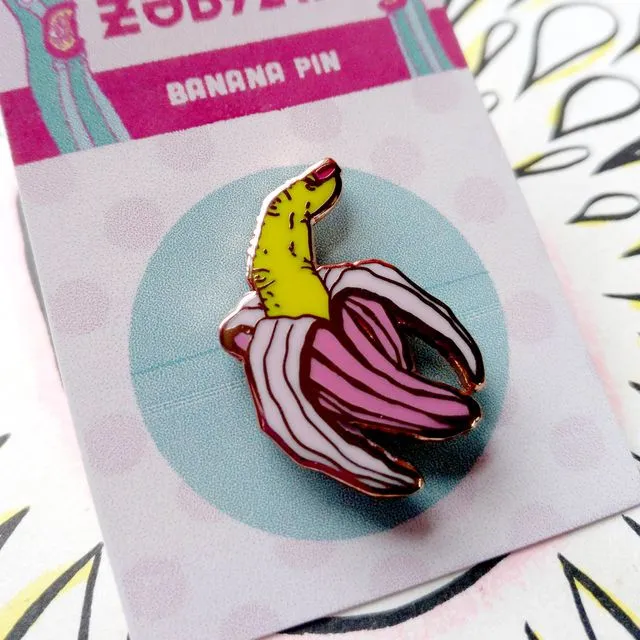 Finger Banana hard enamel pin Rose Gold Surreal Psychedelic Badge