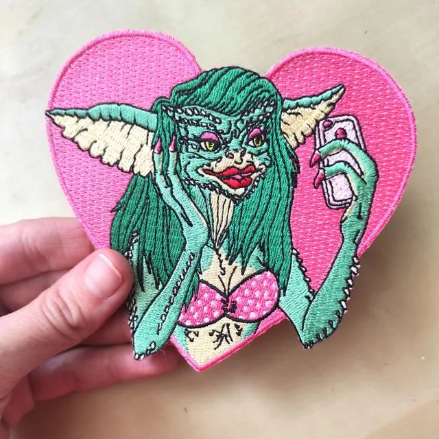 Greta The Gremlin Embroidered Patch Iron on or Sew on | Surreal Illustration creepy cute Patches by Zubieta