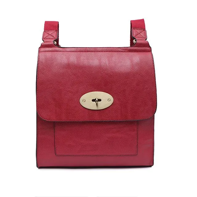 Lady's Cross Body Bag Shoulder Handbag Travel Bag High Quality PU Leather Long Strap - 21601 red
