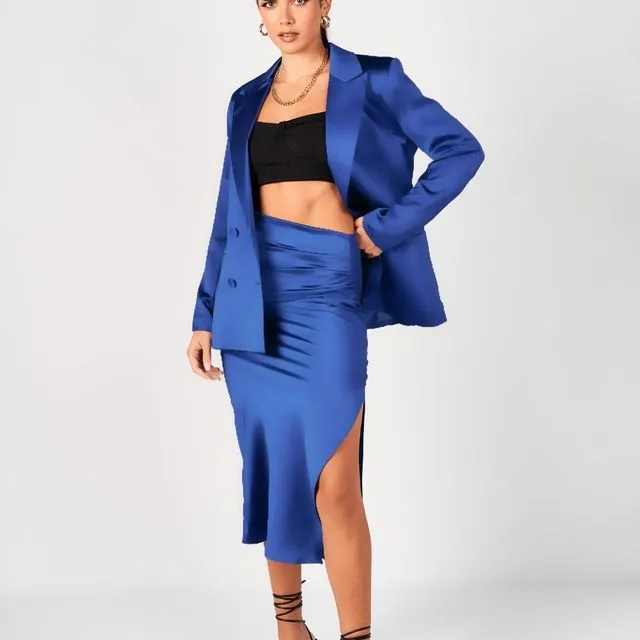 Blue Double-Breasted Blazer and skirt set