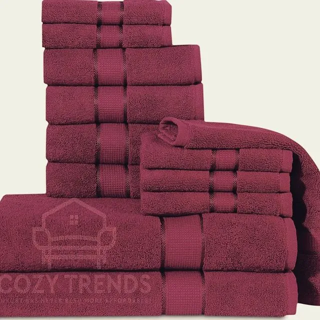 12 Piece 600 Gsm Towel Set -RED