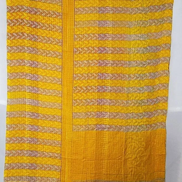 Assorted Vintage Reversible Quilt Handmade Kantha Stitch Bedspread | Sofa | Beach | Camper Van | Throw/Blanket Beautiful Colours Yellow Indigo Red