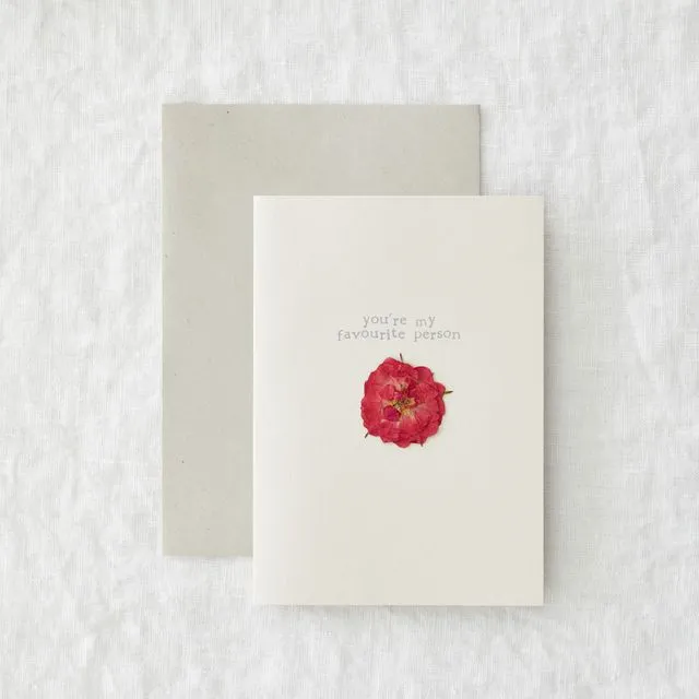 Favourite Person - Pressed Flower Greetings Card