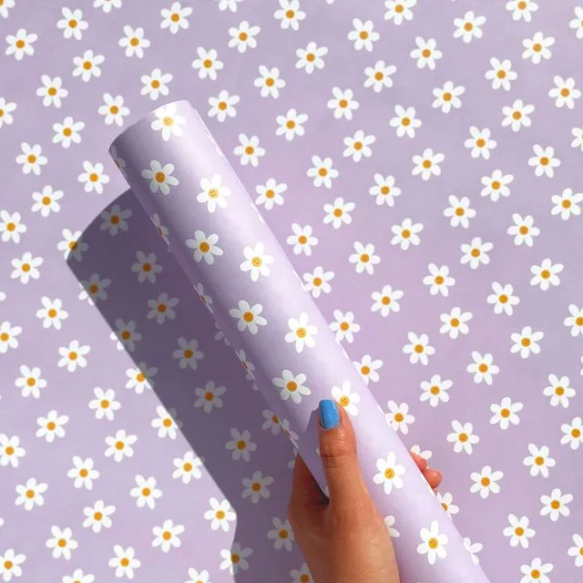 Daisies Lilac Birthday Gift Wrapping Paper