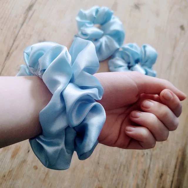 baby sky blue satin scrunchies large