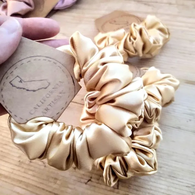 gold satin scrunchie mini