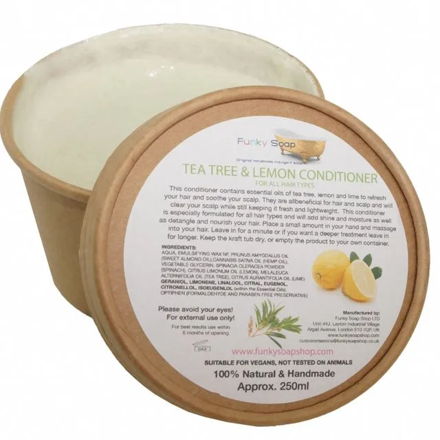 Tea Tree And Lemon Hair Conditioner, Kraft Tub Of 250ml, Plastic Free