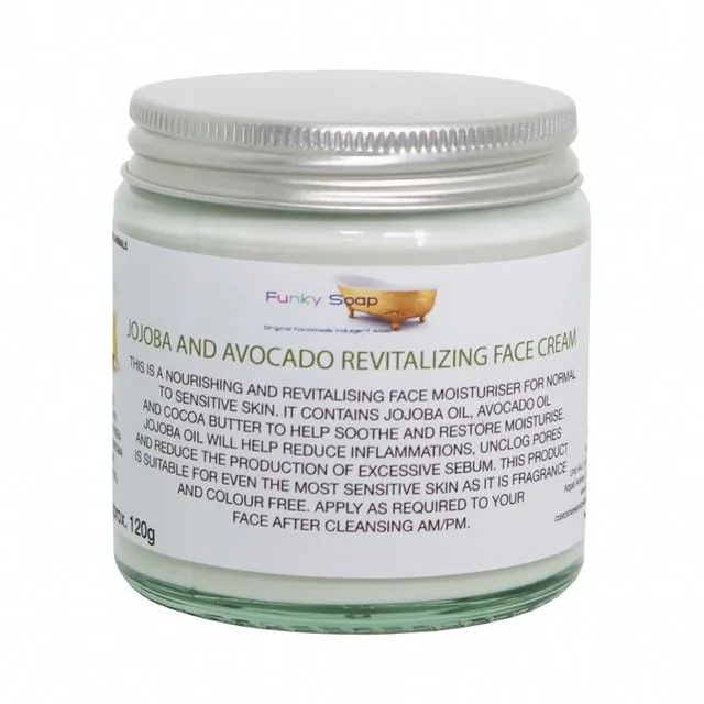 Jojoba And Avocado Revitalising Face Cream For Normal Skin, 1 Glass Tub Of 120g