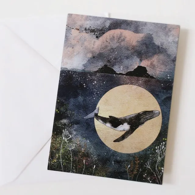 Whale and moon card