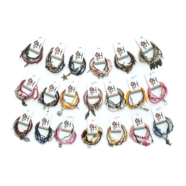 40 Bracelet Assortment, Charm Bracelet 4 Piece Jewelry Packs