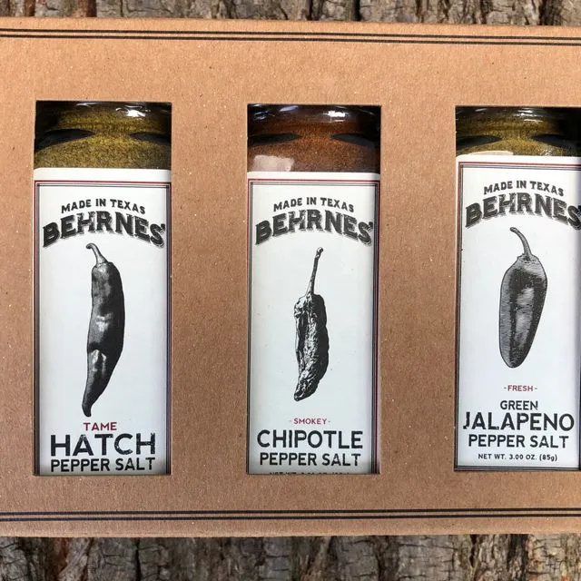 Hatch, Chipotle and Jalapeno Pepper Salts - 3 oz. jars of each in an attractive gift box