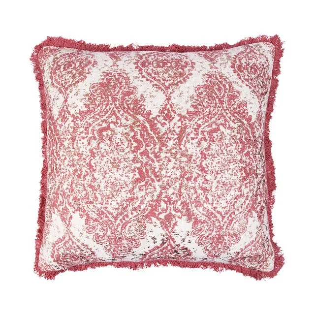 DAMASCUS Blush Pink Cushion With Fringe