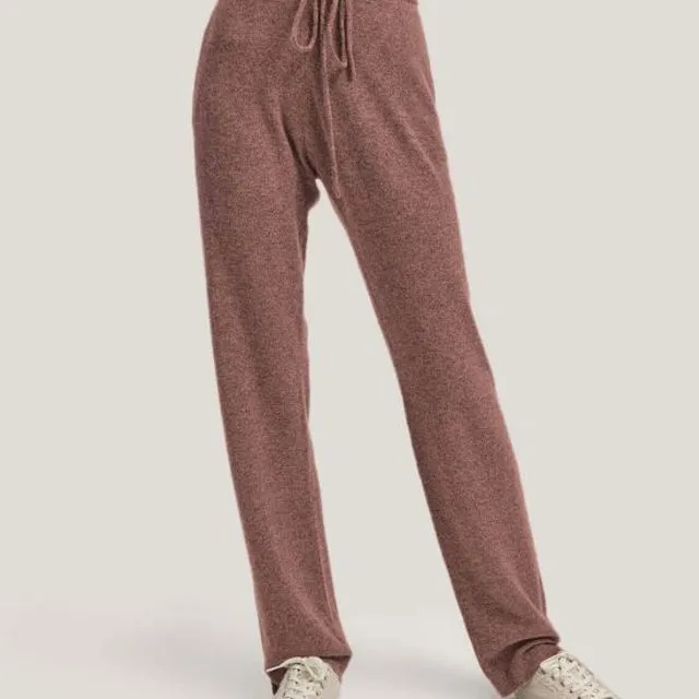 Straight-Leg 100% Cashmere Pants/Pink