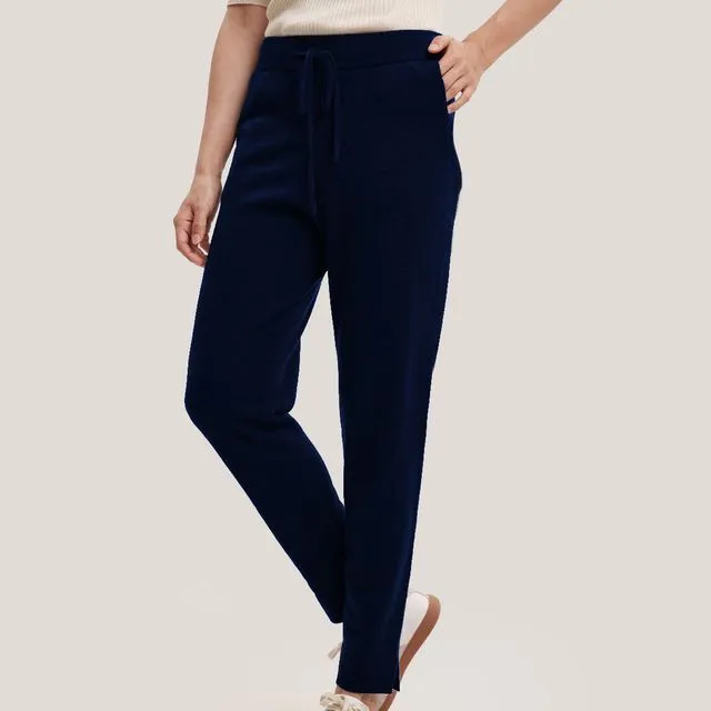 Mid Rise Pure Wool Joggers/Navy