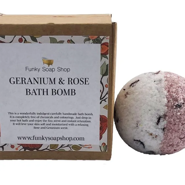 Geranium and Rose Bath Bomb, 5cm Diameter