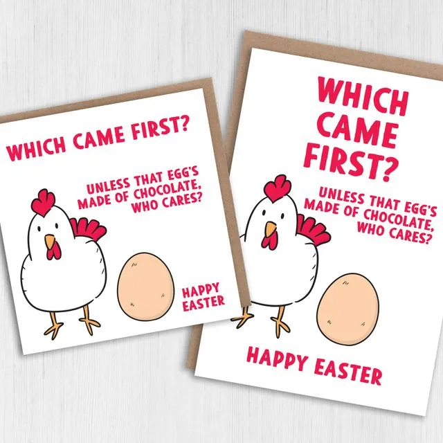 Easter card: Chicken or egg? (Size A6/A5/A4/Square 6x6")