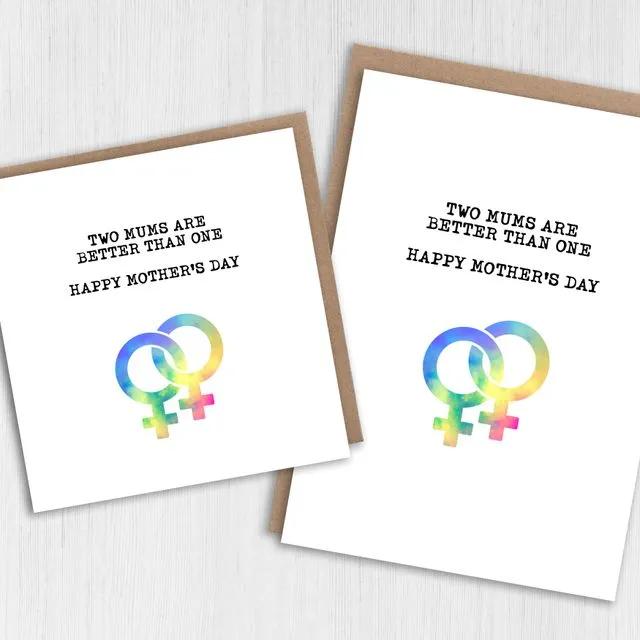 LGBTQ+ Mother's Day card: Two mums/moms are better than one (Size A6/A5/A4/Square 6x6")