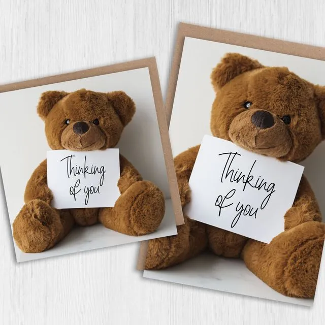 Thinking of you/sympathy card: Teddy bear (Size A6/A5/A4/Square 6x6")