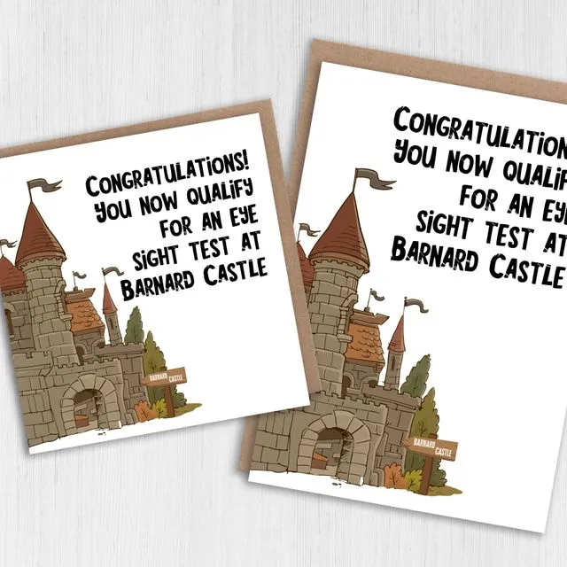 Lockdown birthday card: Barnard Castle eye test (Size A6/A5/A4/Square 6×6″)