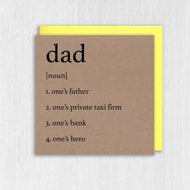 Kraft birthday card: Dictionary definition of dad