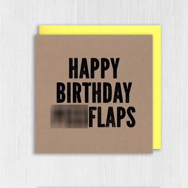 Swear word, rude kraft birthday card: Pissflaps
