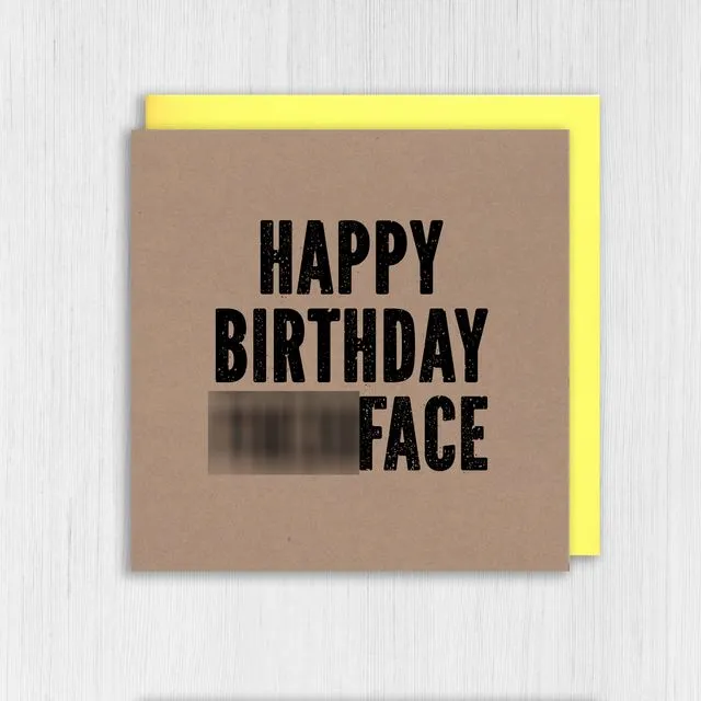 Swear word, rude kraft birthday card: Fuckface