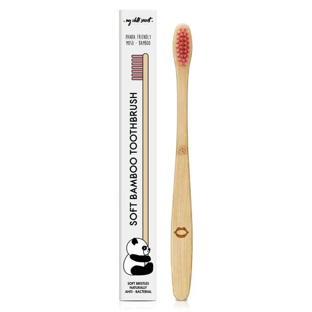 Pink bamboo toothbrush