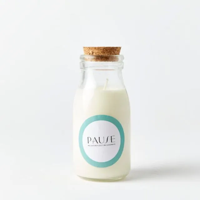 Milk Bottle Candle with Cork Lid By Pause
