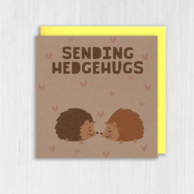 Kraft thinking of you card: Sending hedgehugs