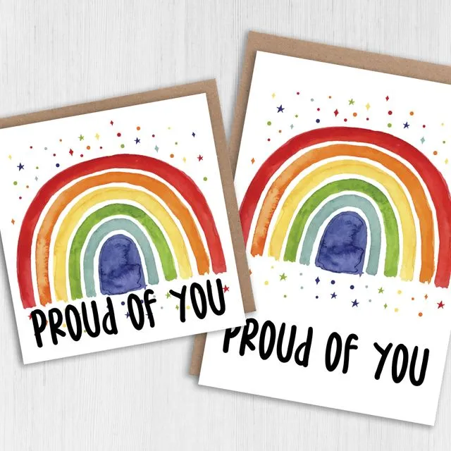 Congratulations, well done card: Proud of you (rainbow) (Size A6/A5/A4/Square 6x6")