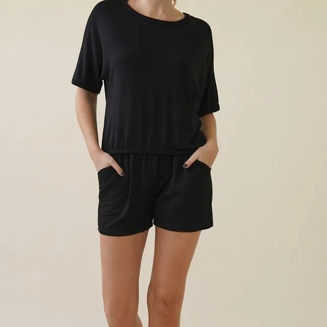 BAMBOO FRENCH TERRY CROP WITH SHORTS ( S M L / 2 2 2)