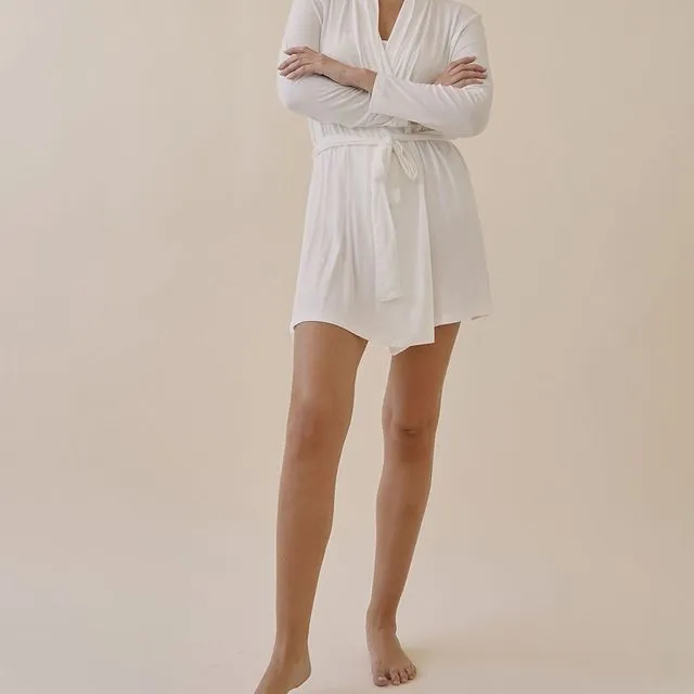 BAMBOO HER ROBE IVORY ( S M L XL / 1 2 2 1)