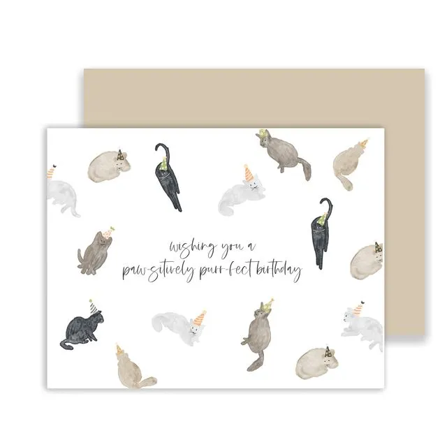Pawsitively Purrfect Cat Birthday Card