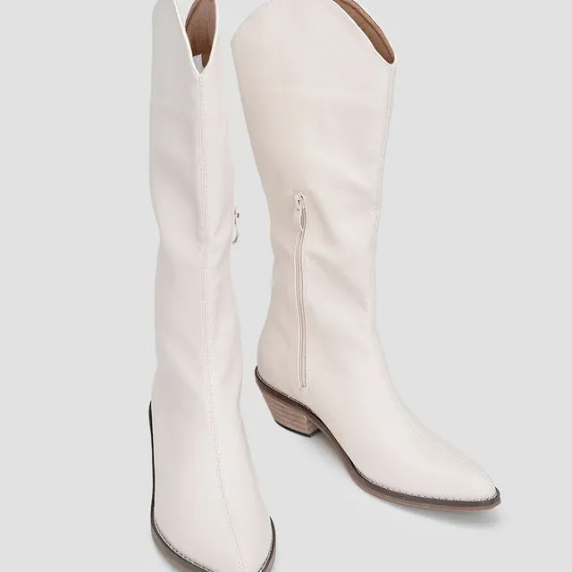 Knee-High Boots - White
