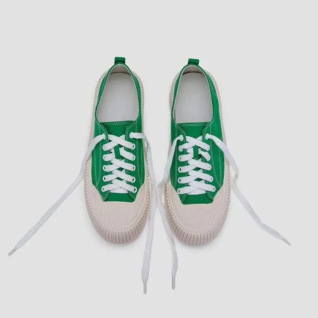 Lace-up Platform Shoes - Green