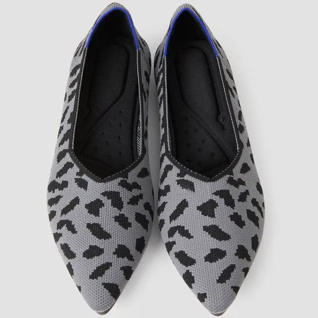 Leopard Woven Flat Shoes - Grey
