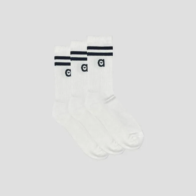 Three Pack Black Stripe Socks