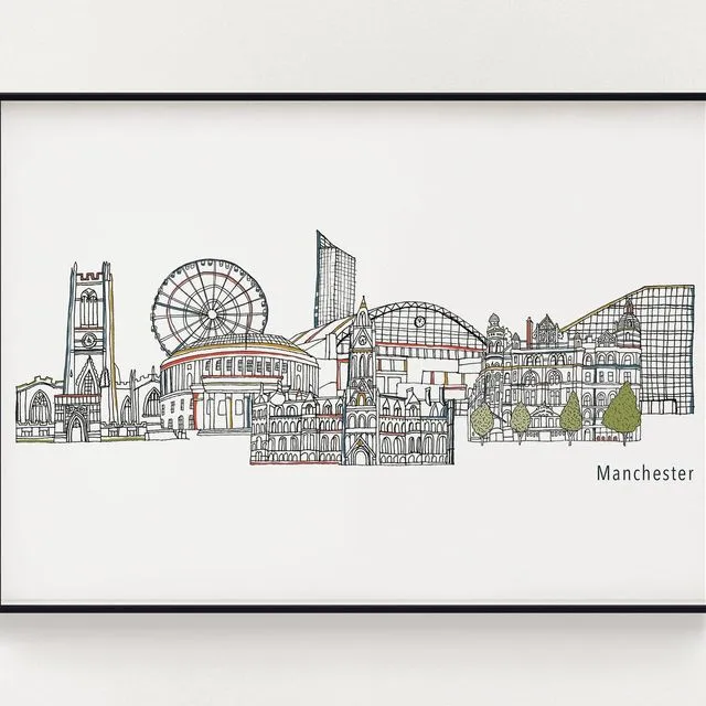 Manchester Landmarks Print A4