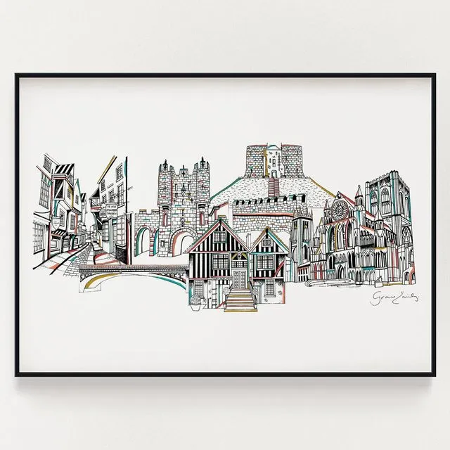 York landmarks print 30x40cm