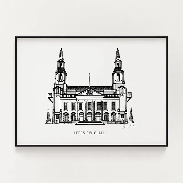 Leeds Civic Hall Monochrome Print 30x40cm