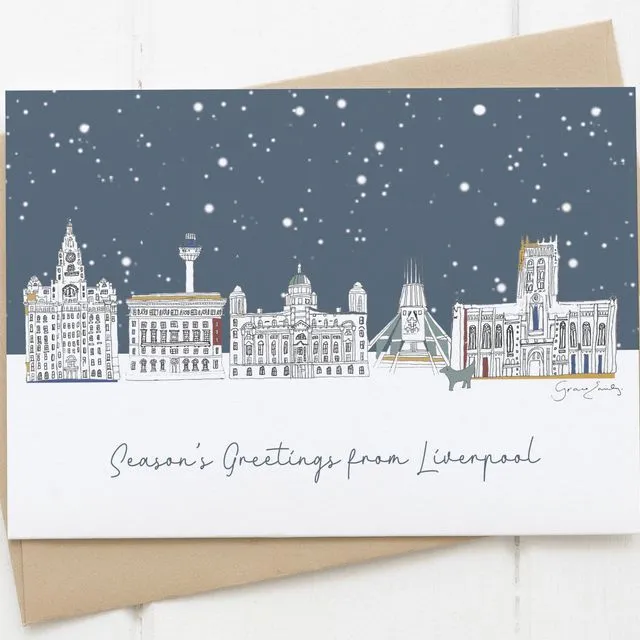 Liverpool Skyline Christmas card