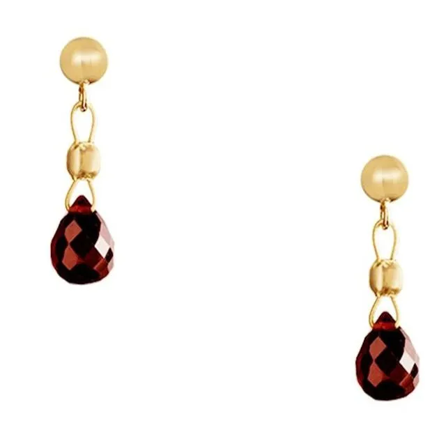 Gemshine - Ladies - Earrings - Gold plated - Garnet - Faceted - Drops - Red - Dukel Red - 1,5 cm
