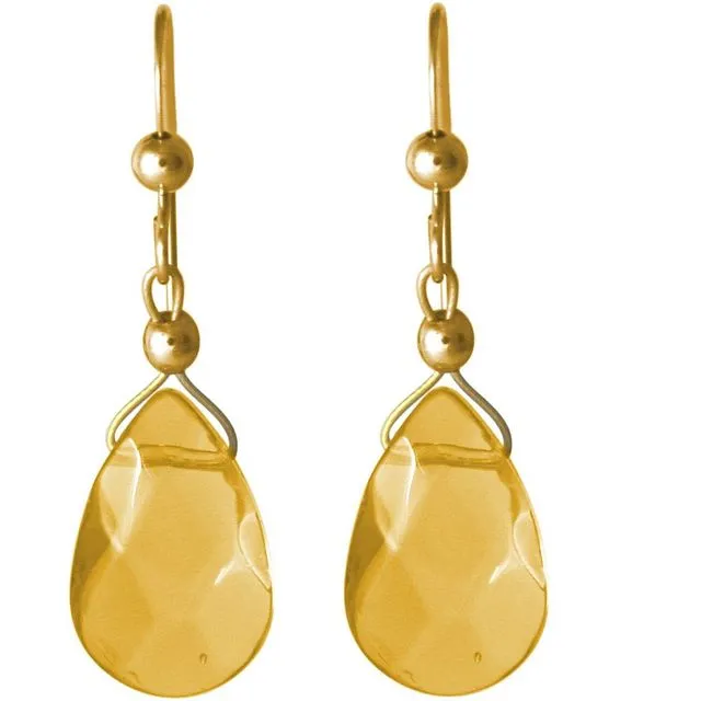 Gemshine - Ladies - Earrings - Gold plated - Citrine - Drop - Faceted - Yellow - 2,5 cm