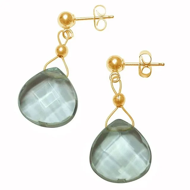 Gemshine - Ladies - Earrings - Gold plated - Aquamarine Quartz - Drop - Faceted - Blue - 2 cm