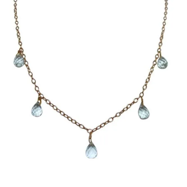 Gemshine - Kids - Necklace - Gold plated - Aquamarine quartz - Blue - Adjustable size