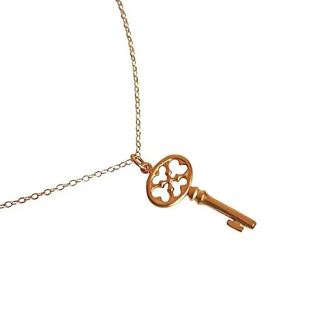 Gemshine - Ladies - Necklace - Pendant - Key - KEY- Gold plated - 3,5 cm