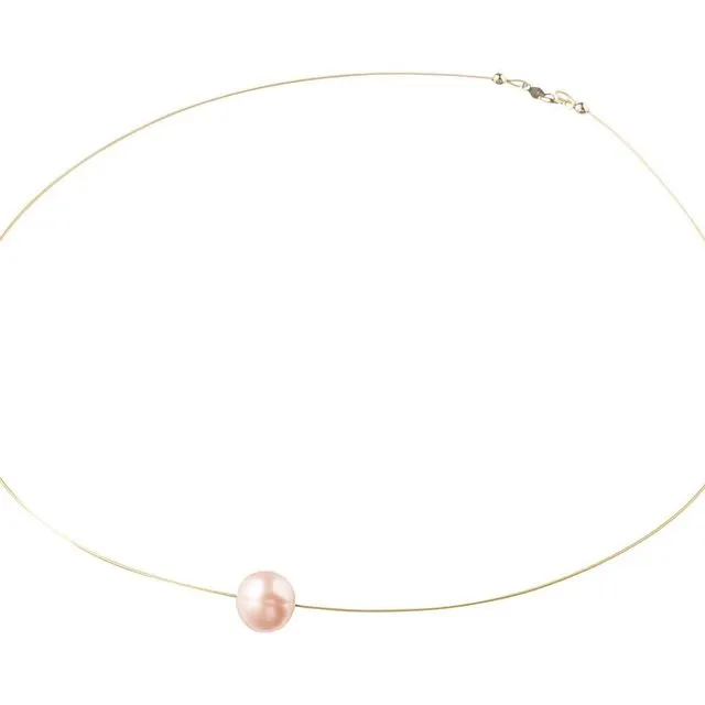 Gemshine ladies necklace with pink pearl. 45 cm long gold plated pearl necklace - Made in Munich / Germany - Supplied in an elegant jewellery case with gift box.