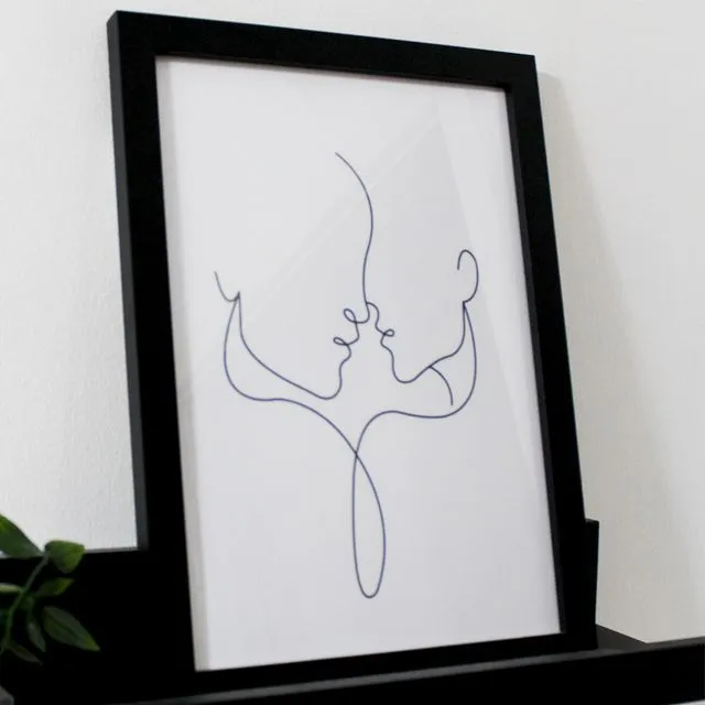 Couple's Embrace - Line Art Print 300GSM A4, A3, A2, A1 (without frame)