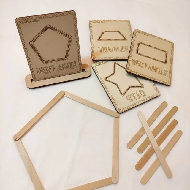 Wooden Stick Game, Popsicle Stick, Geometric Shapes, Plates with Geometric Forms, Toys for Children and Toddlers, Montessori