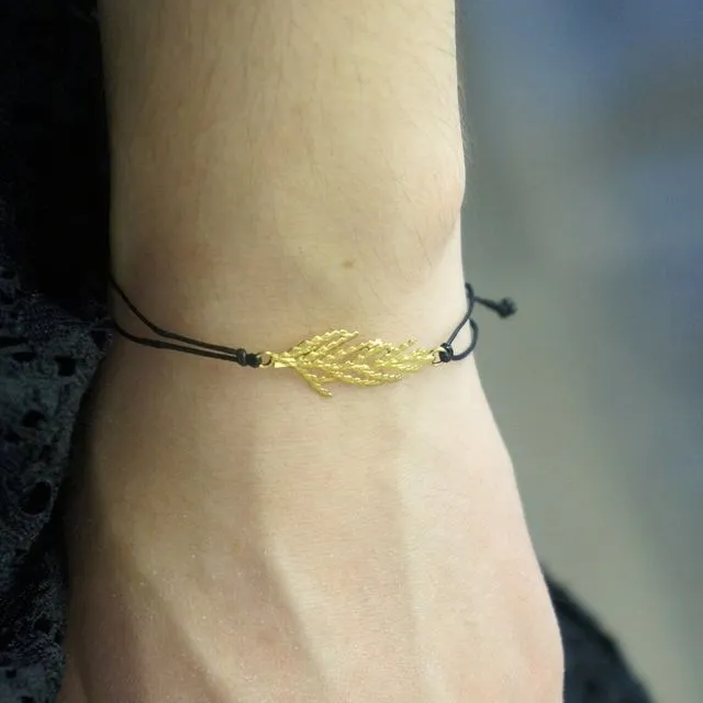 Juniper Woven & Braided Bracelet 14K Goldplatedplated Cypress Leaf.